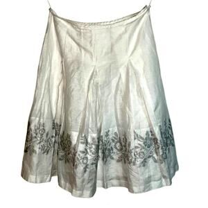Jones New York White Cotton Linen Metallic Jacquard Skirt 4